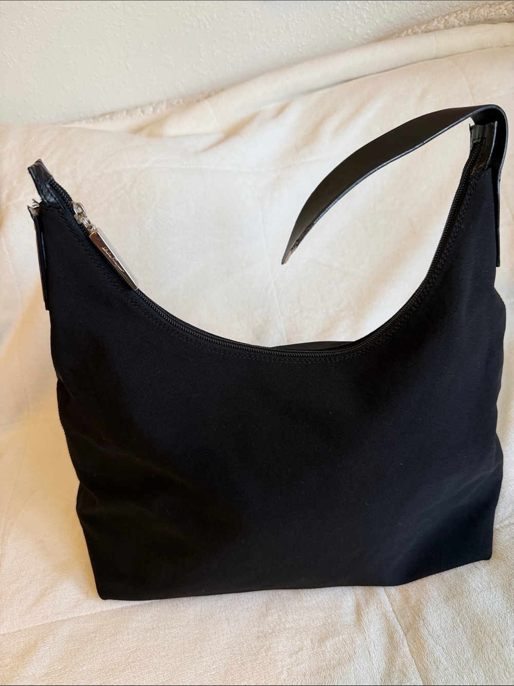 Authentic Salvatore ferragamo Black nylon Shoulder Hobo Bag-please see details